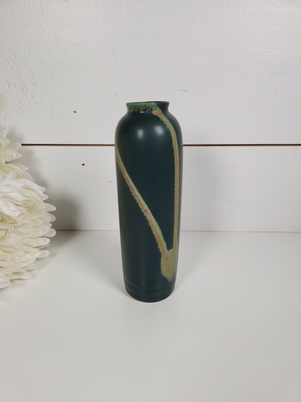 Vintage Dark Green Pottery Art Vase 6.75" | Art Nouveau | MCM Bud Vase